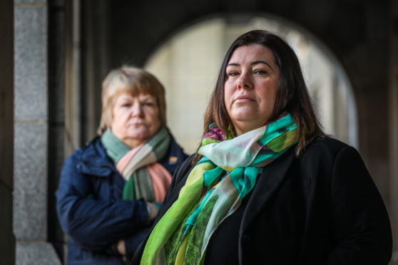 GMB Scotland organiser Helen Meldrum with GMB rep and home carer Susan Marnie.