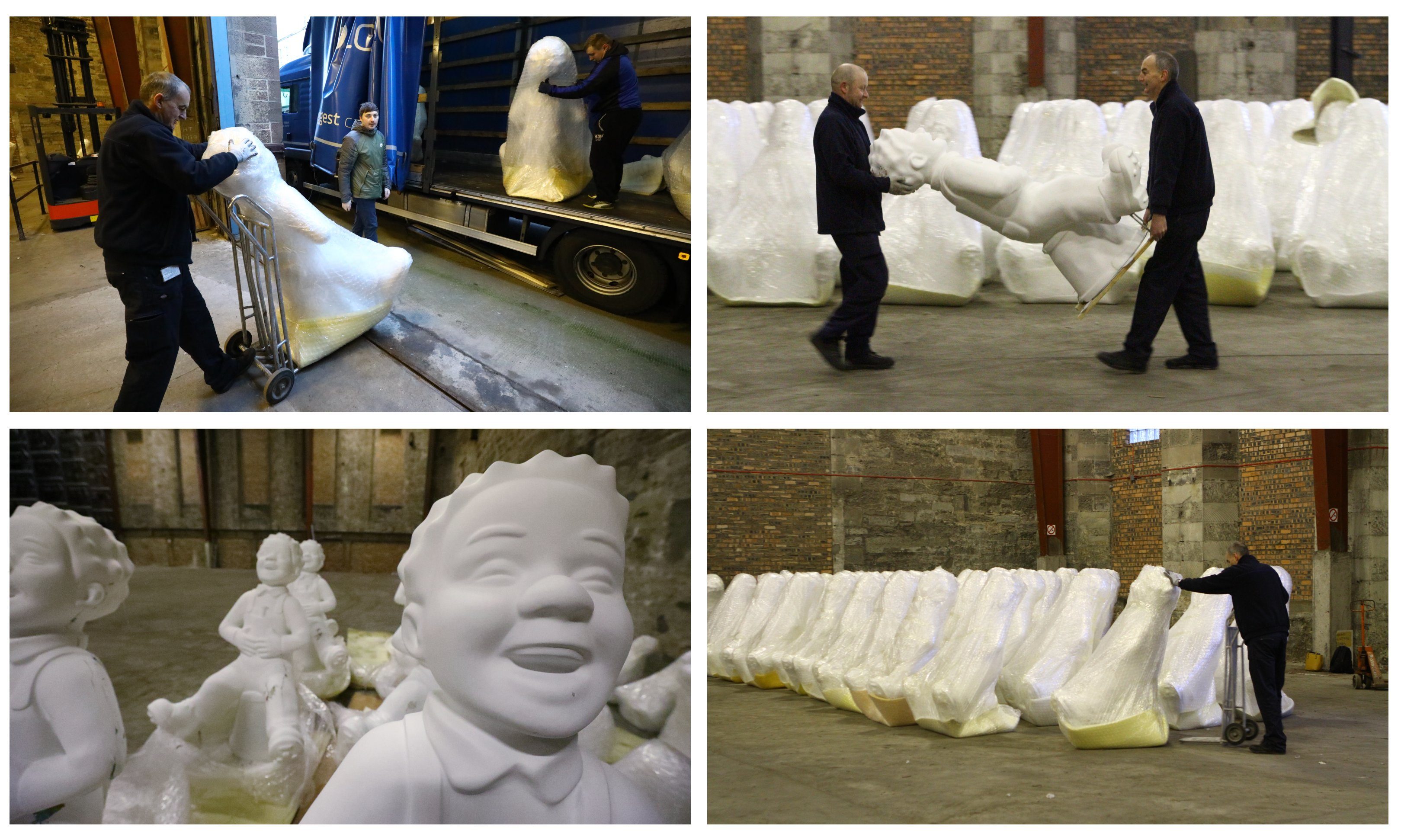 The first batch of Oor Wullies arrive in Dundee ahead of the Big Bucket Trail.