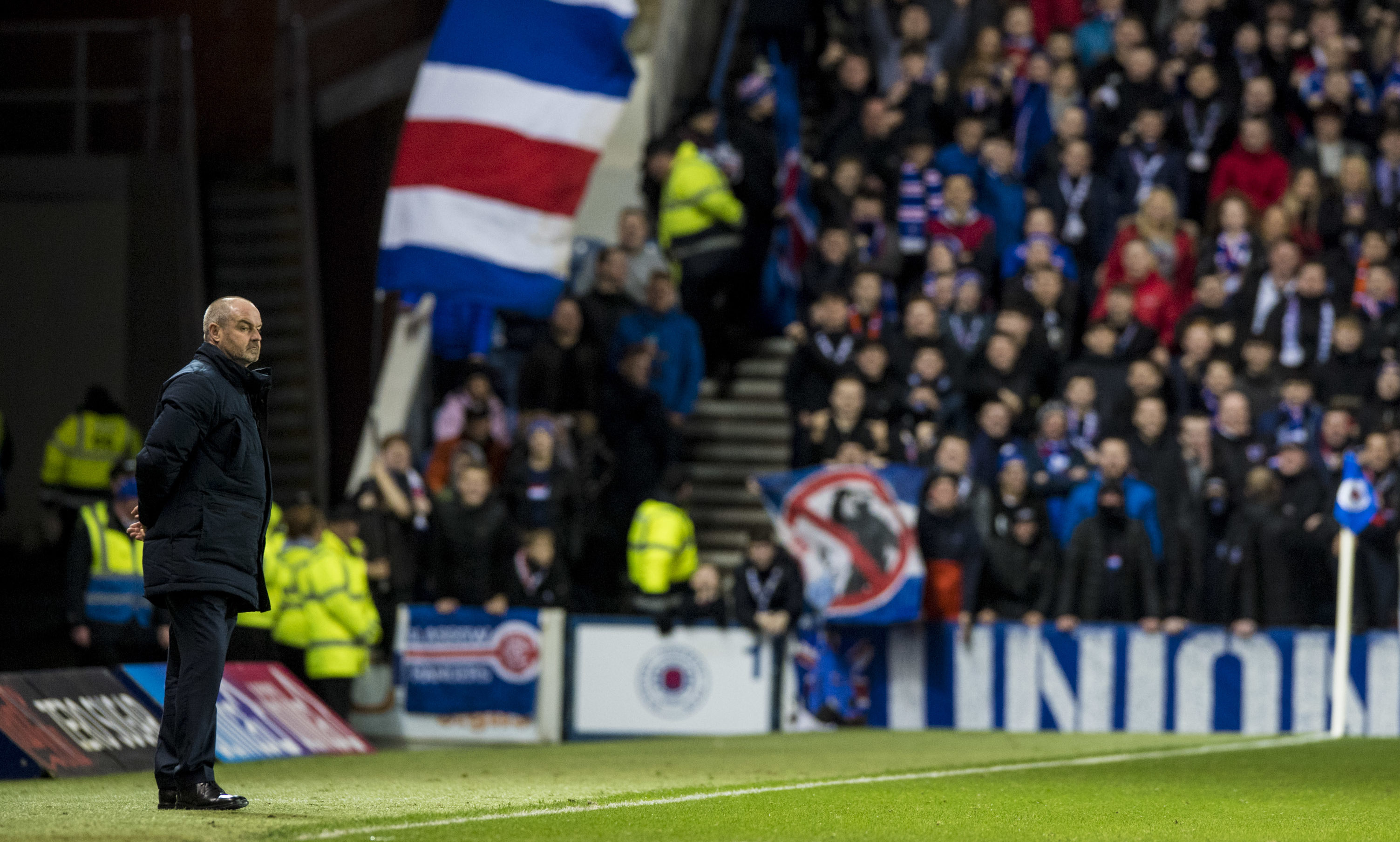 Kilmarnock manager Steve Clarke says he was subjected to sectarian abuse throughout the cup clash at Ibrox.