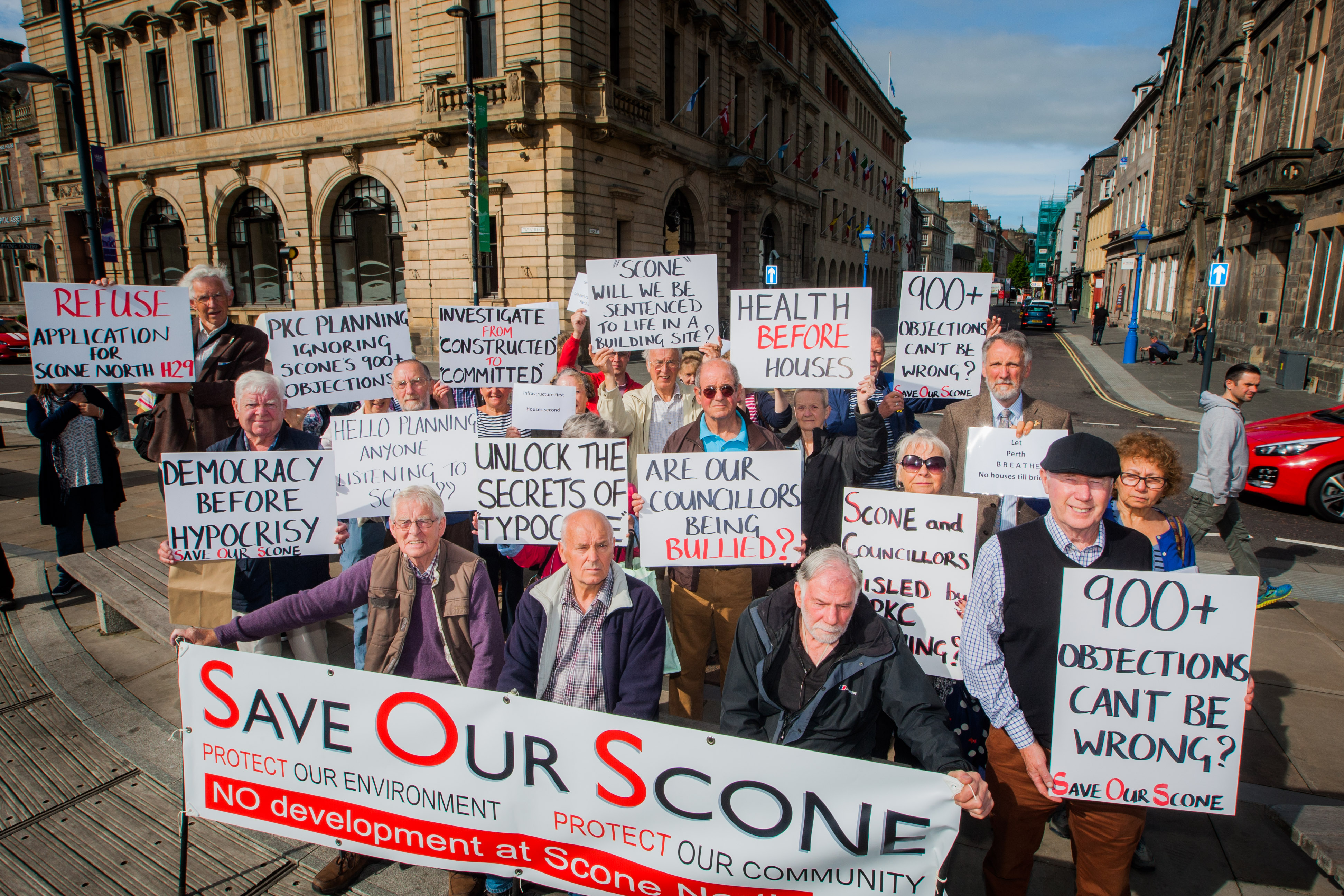 Protests against the original 700-home masterplan for Scone North