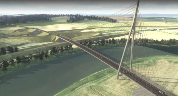 Screengrabs of video showing how the Cross Tay Link Road might look