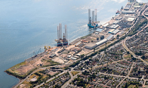 An aerial view of the Port of Dundee.