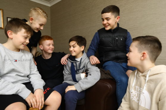 From left: Ross Mollison, Ross Hay, Sean Farnan and Josh Aberdeen, at Caderyn's home in Dundee today.