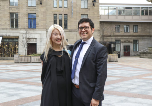 Vangela and Stéfano at graduation day at The Caird Hall in November 2018