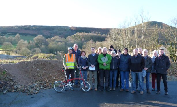 Stephen Gethins (fourth from left) met worried residents at the proposed development site in Falkland