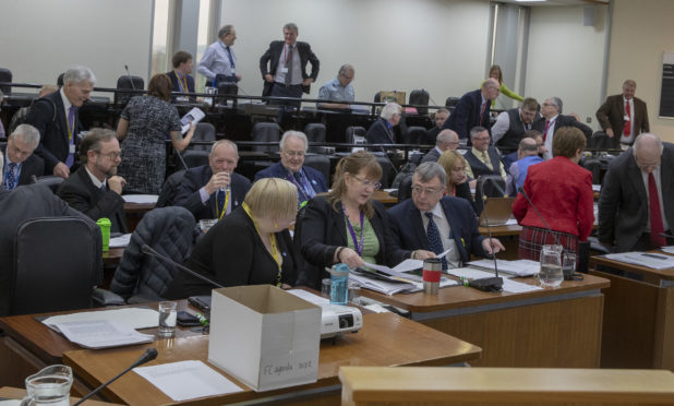 The council chambers ahead of the budget meeting.