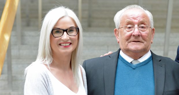 Gilly Murray and David Ramsay Snr - niece and father of suicide victim David Ramsay Jnr