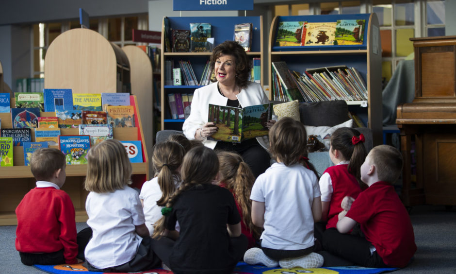 Actress Elaine C Smith during a visit to Hermitage Park Primary in Leith where she launched a new online reading initiative and recorded a reading of her book The Glasgow Gruffalo for a new online channel, which is called 'Coorie-in'.