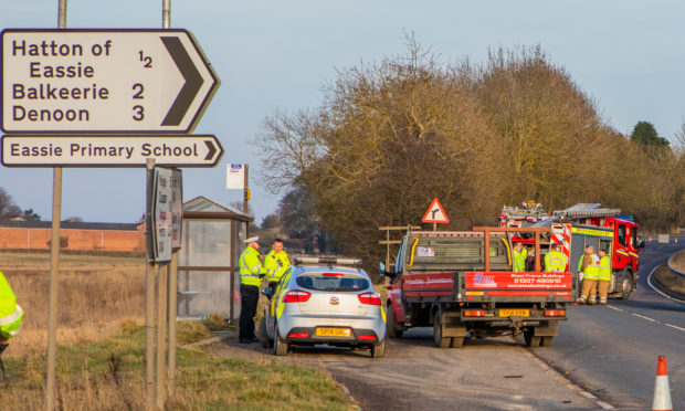 Emergency services at the scene of the A94 crash.