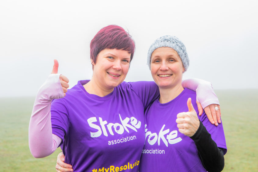 Picture shows Karen Noble (left) and Lauren Coleman (right) both from Montrose. Karen is running for her Dad, who is recovering from a stroke as well as other members of her family and Lauren is there to support her friend. Karen so far has raised £822.