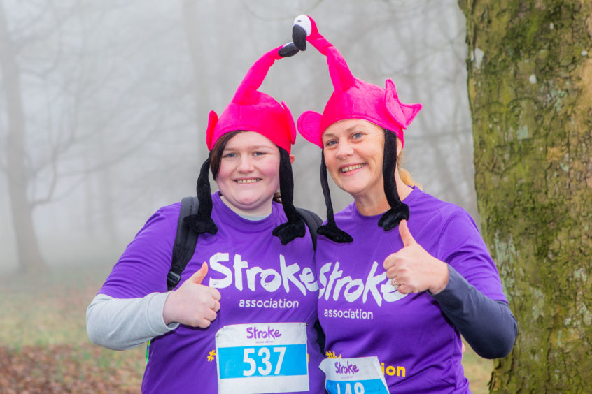 Amy Clark and right is her mum Fiona Clark (both from Montrose). They are running for Fiona's mum (Amy's Granny) who is recovering from multiple strokes.