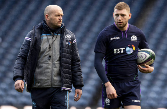 Scotland head coach Gregor Townsend and Finn Russell (right).