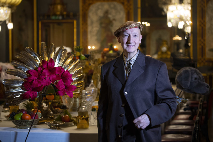 Milliner Stephen Jones with his hat that was specially commissioned for Kylie Minogue (2012).