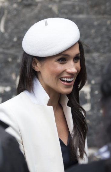 Meghan Markle leaving the Commonwealth Service at Westminster Abbey, London. The hat that she was wearing is amongst those in the Chinoiserie-on-Sea exhibition at the Royal Pavilion.