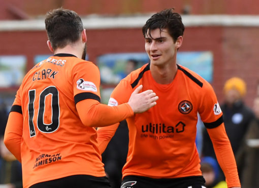 Nicky Clark celebrates his goal.