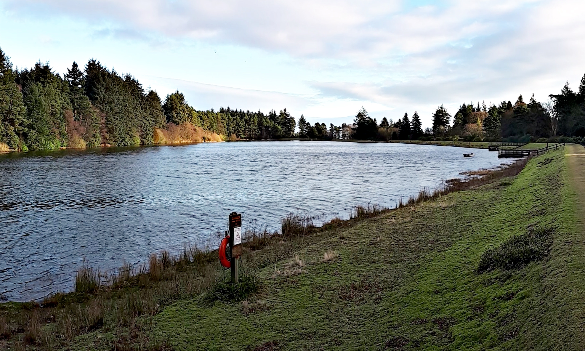 The reservoir at Crombie Country Park.