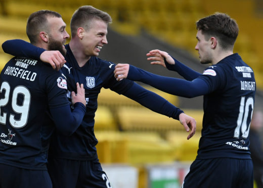 Andrew Nelson celebrates his goal.