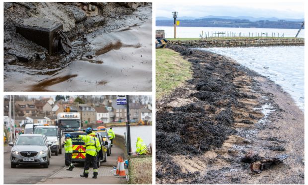 The oil spill at Limekilns.