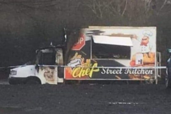 The extent of the damage done to the snack van in Hayfield Road.