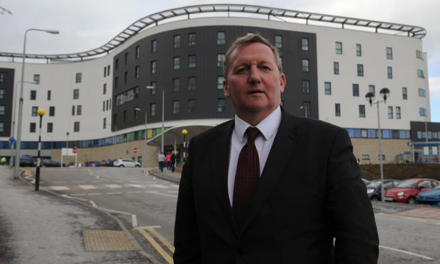 Alex Rowley pictured outside Kirkcaldy's Victoria Hospital. Image: Kim Cessford / DC Thomson.