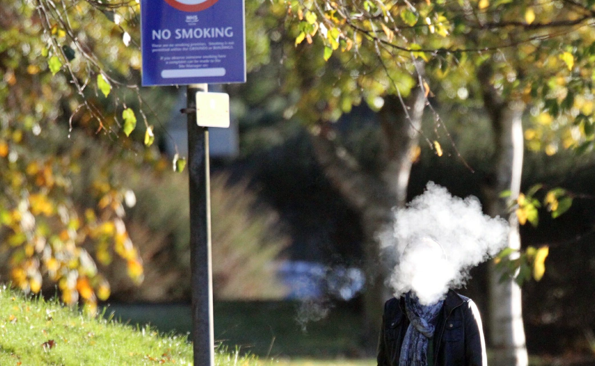 Smoking on the grounds of Ninewells Hospital.