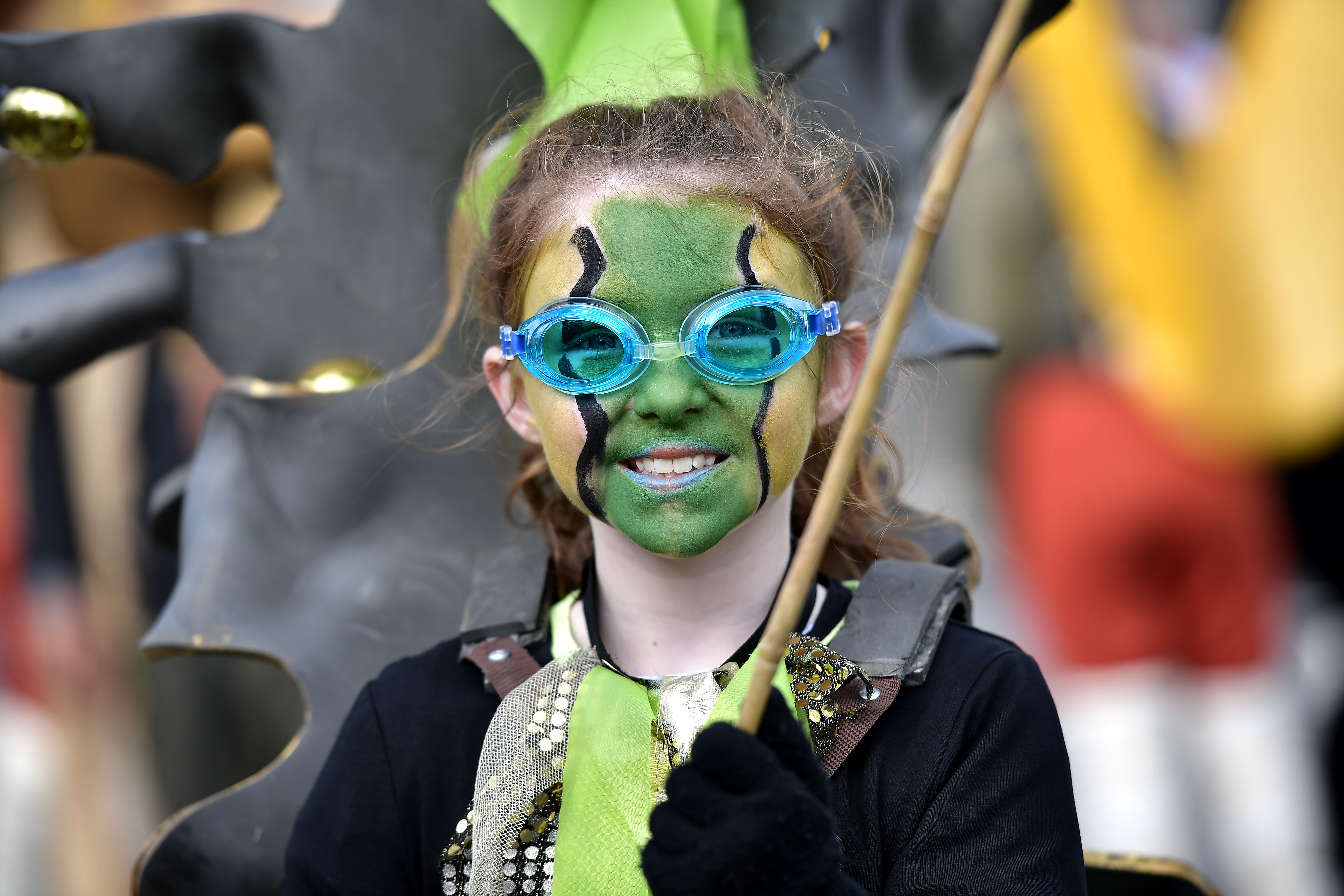 Festival participants take part in the annual Saint Patrick's Day parade on March 17, 2019 in Dublin, Ireland.