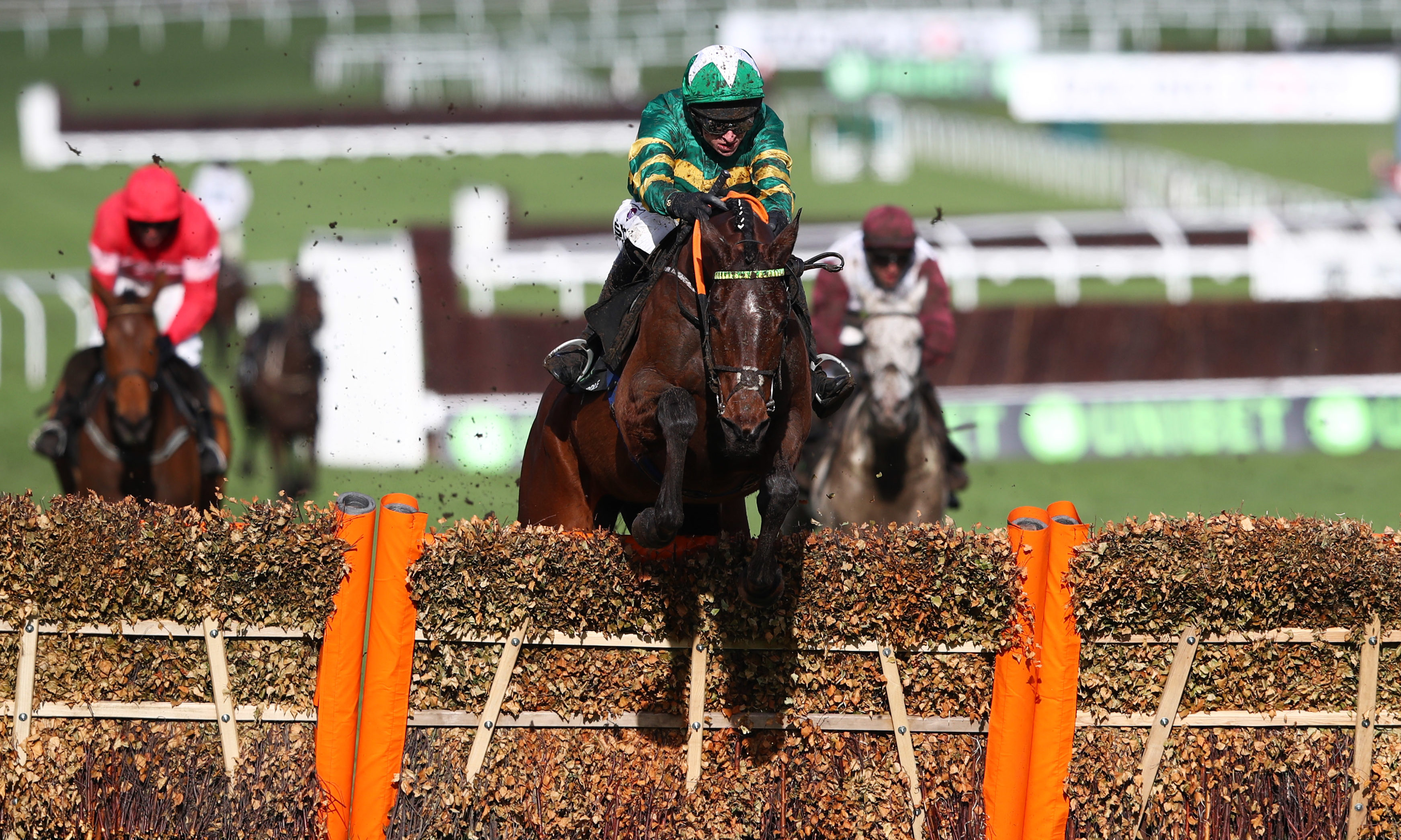 Espoir D'Allen ridden by Mark Walsh clears the final fence during the Unibet Champion Hurdle Challenge Trophy. Michael Steele/Getty Images
