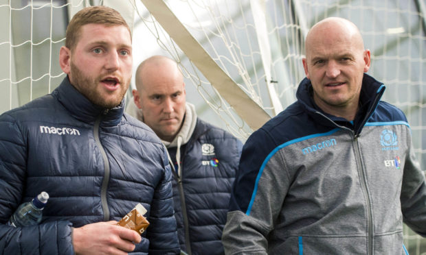 Scotland's Finn Russell (left) with head coach Gregor Townsend.