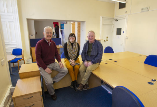 VAA officials Bill Muir, Gary Malone and Hayley Mearns in their new Forfar premises.