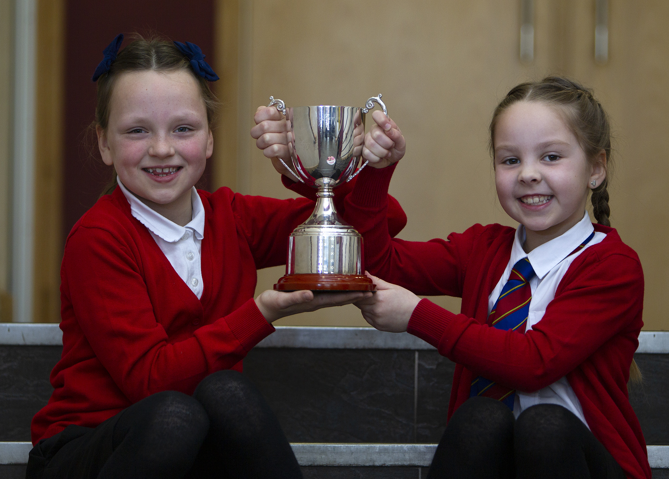 Iona Clarke (left) and Harlow Watson, of Burnside Primary School, Carnoustie, who won the Class 75 piano duet.