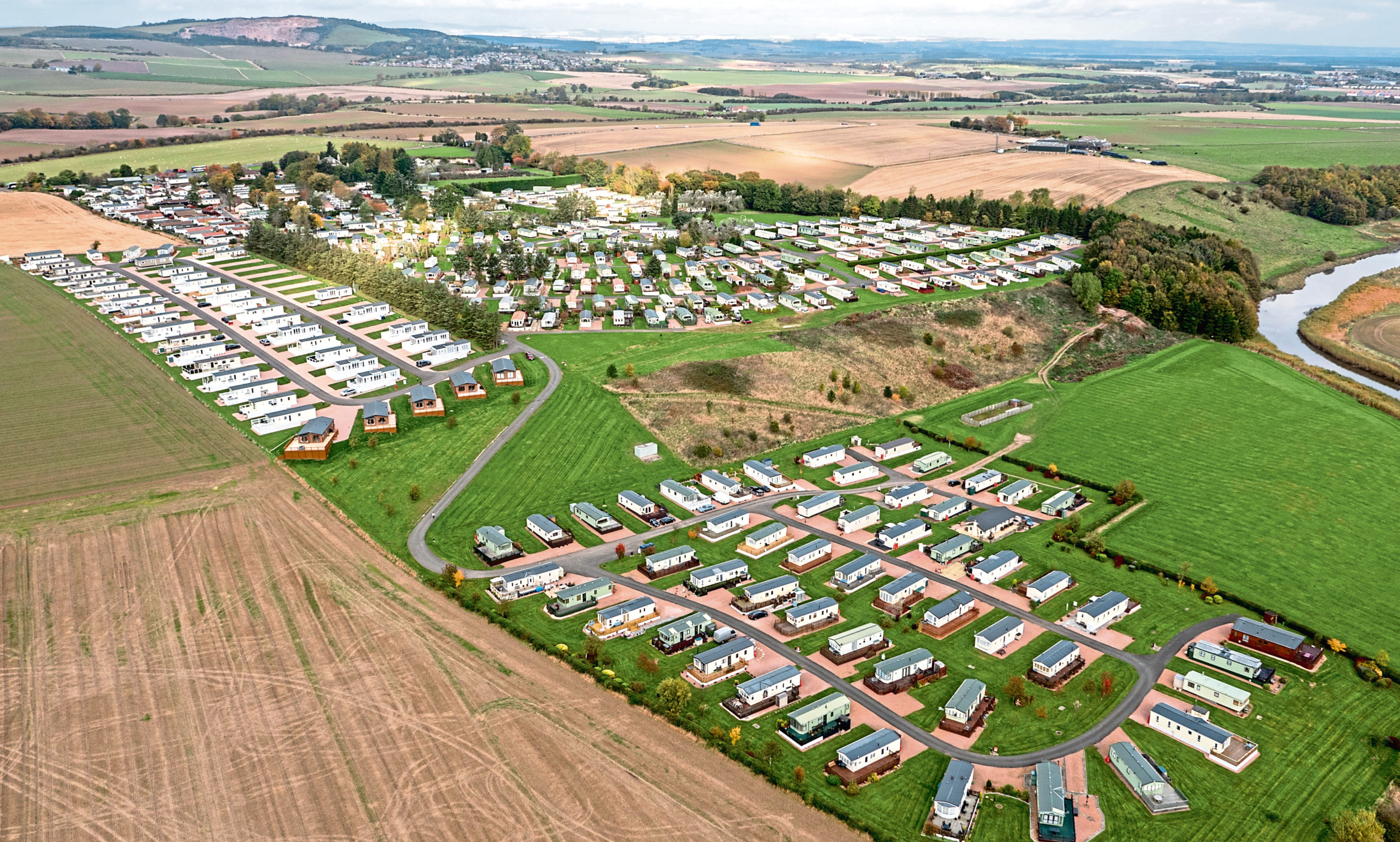 An aerial view of Clayton Caravan Park where a £2 million leisure complex is being constructed.