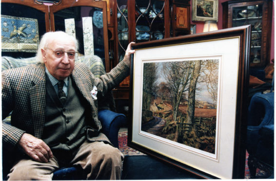 James McIntosh Patrick with one of his paintings