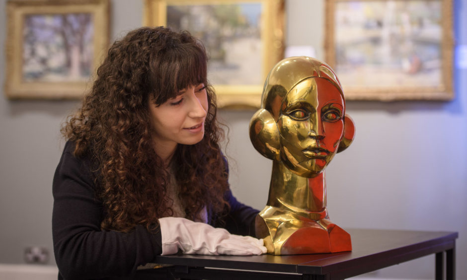 Lyon and Turnbull Gallery Manager Arianna Pedrazzoli with the bronze bust of Eastre (Hymn to the Sun) which is estimated £30000-50000 by John Duncan Fergusson, which will appear in its spring exhibition at their Glasgow auction house to celebrate the 'Auld Alliance' between Scotland and France.