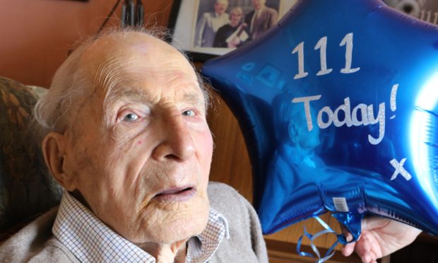 Alf Smith, from St Madoes, celebrates his 111th birthday at home.