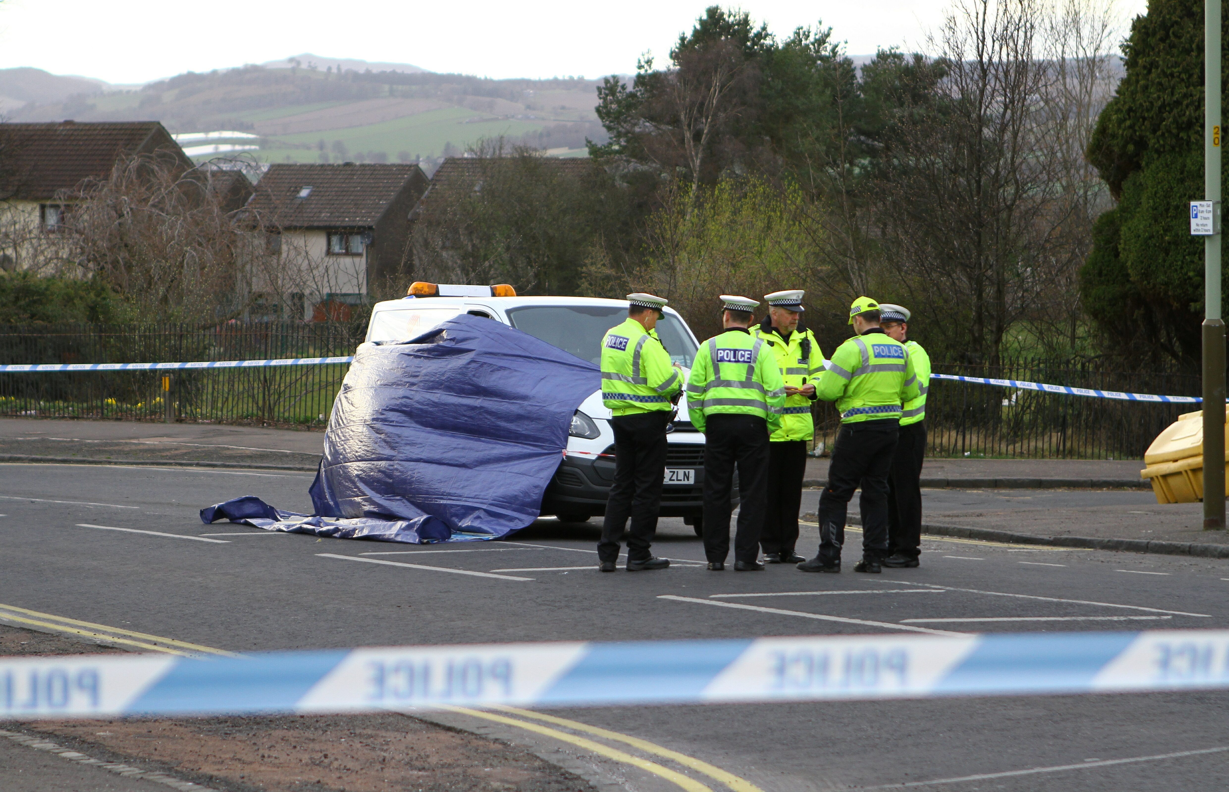Police at the scene of the accident on Charleston Drive in Dundee.