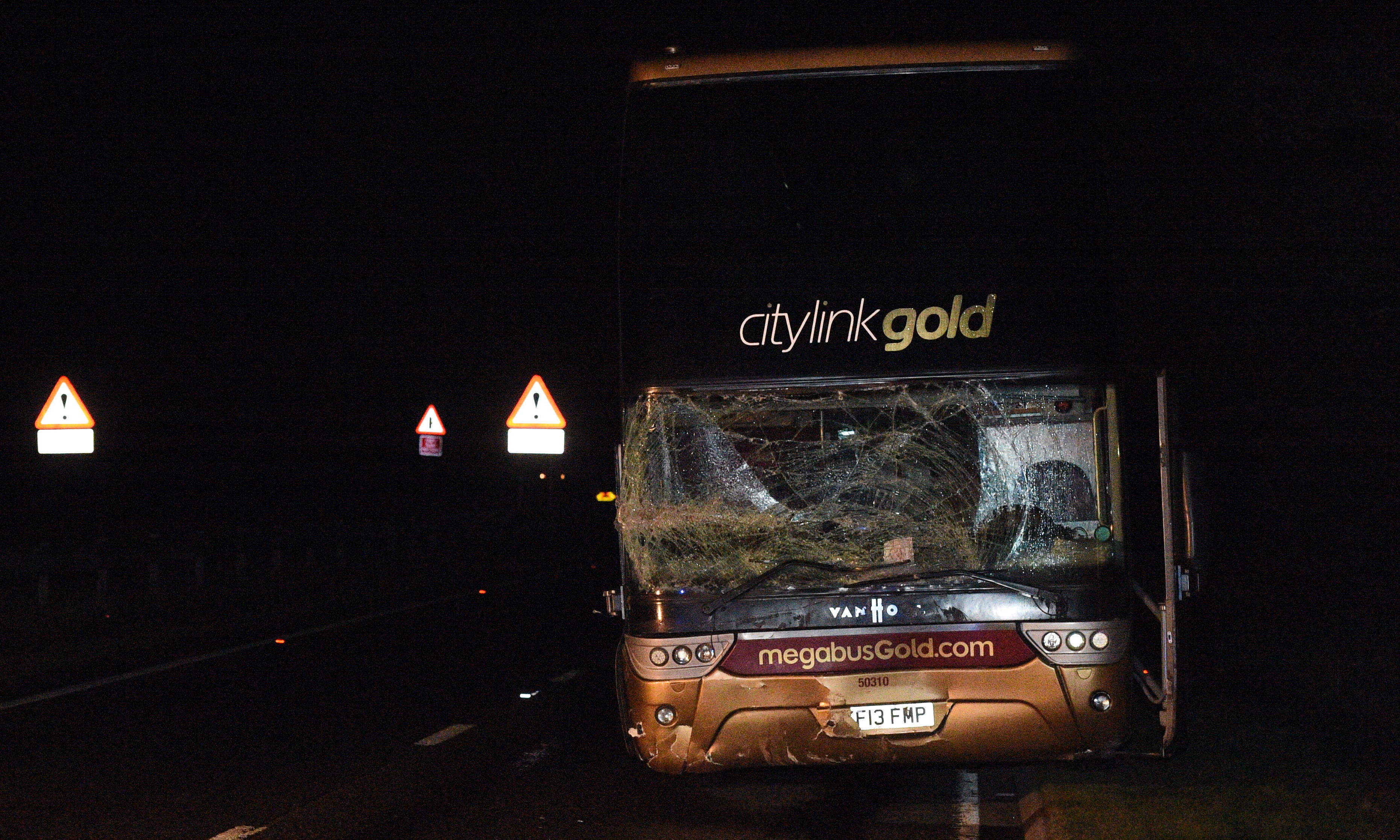 The Citylink Gold bus which was involved in the A90 crash.