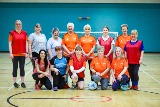 Gayle with women members of Scone Walking Football.