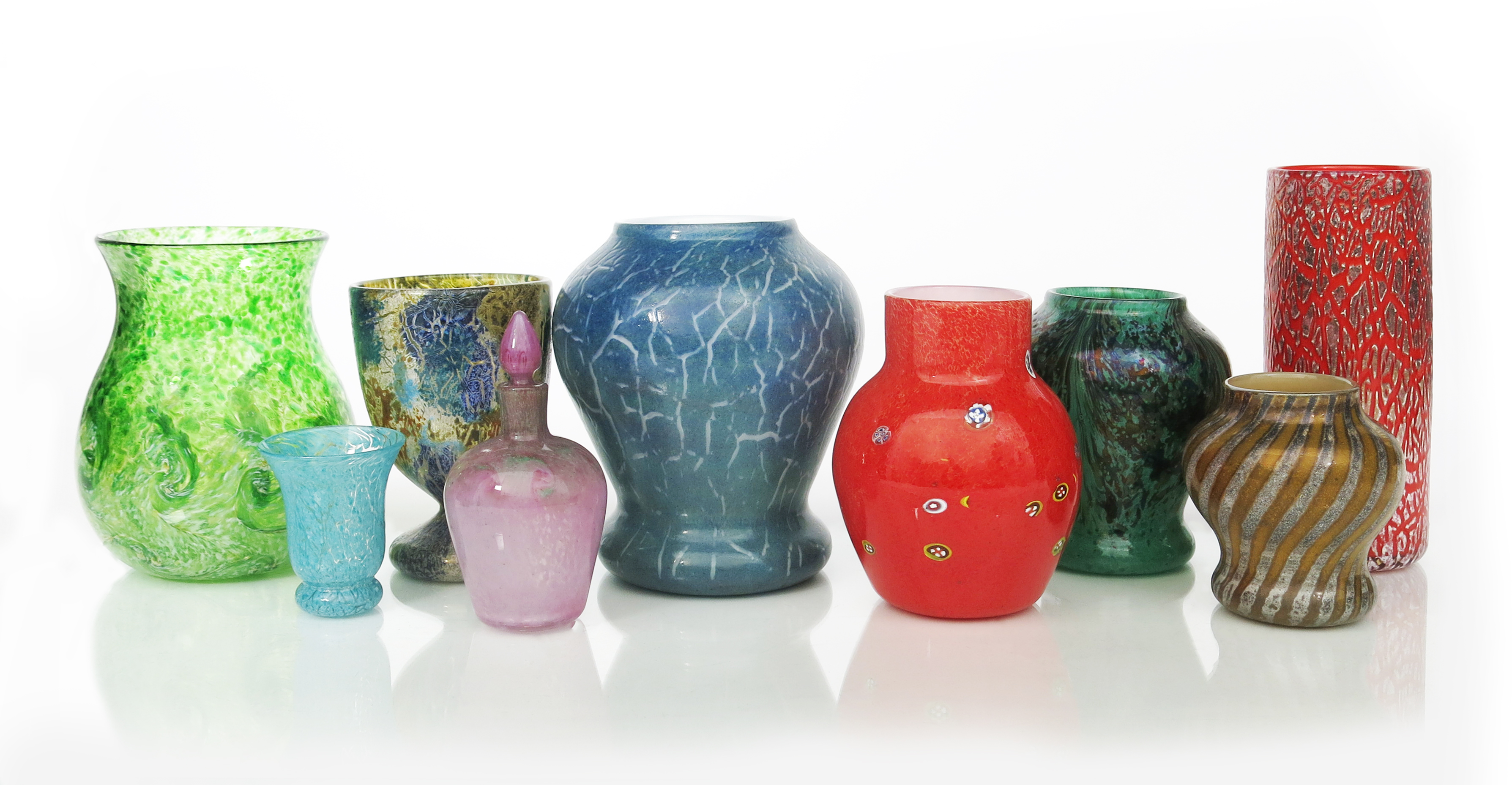 A selection of Monart Glass items up for auction