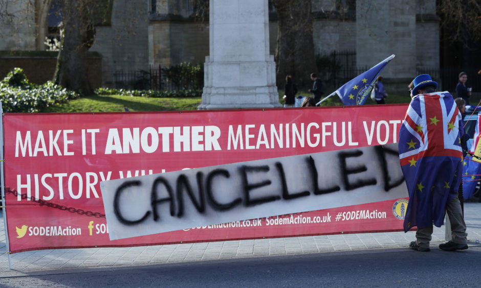 Brexit protester in London.