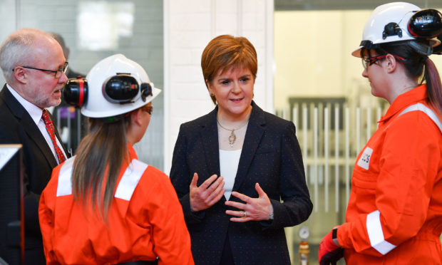 First Minister Nicola Sturgeon meets with Modern Apprentices during a visit to Forth Valley College in Falkirk to mark Scottish Apprenticeship Week.