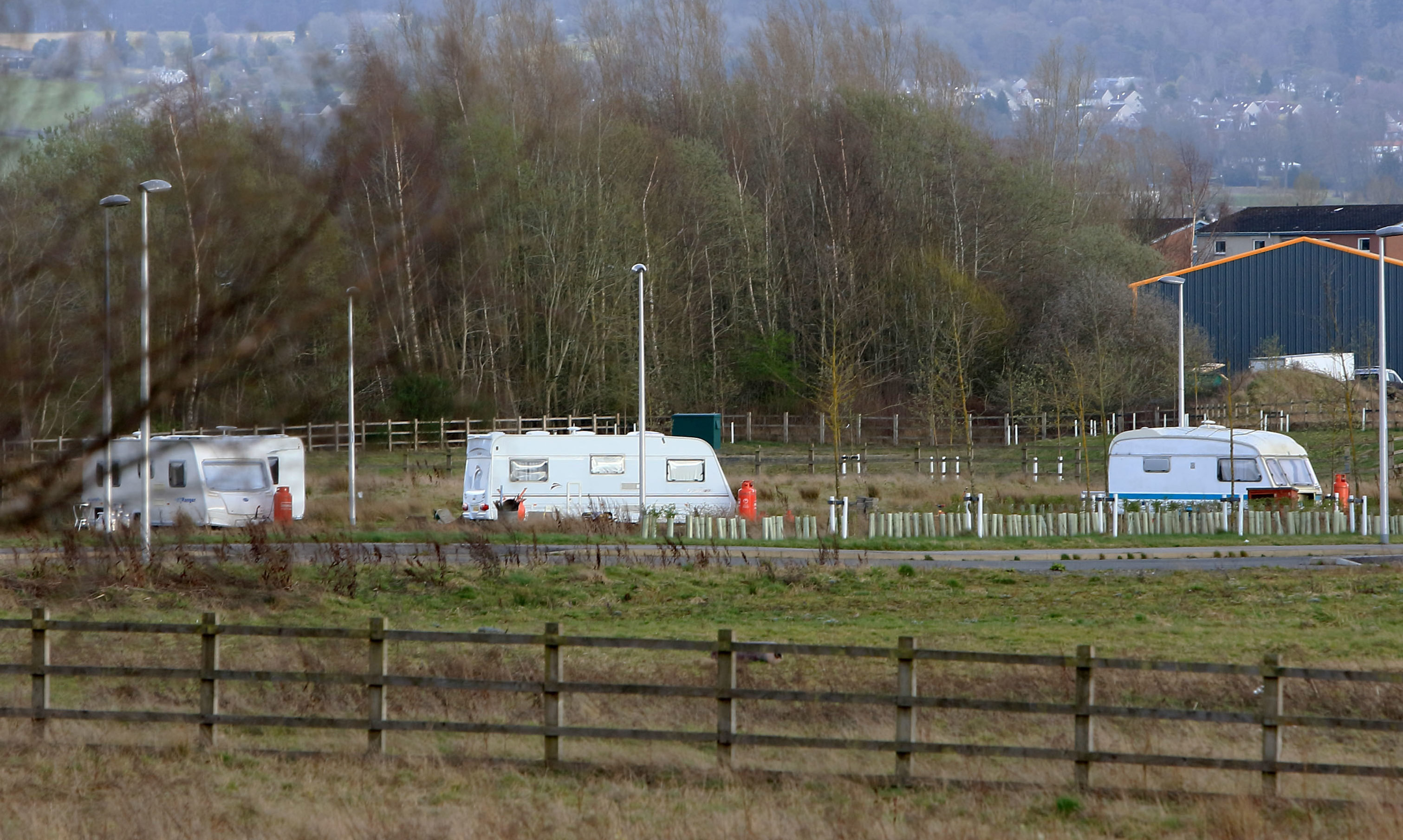 Caravans near the traveller camp at Perth Food and Drink Park
