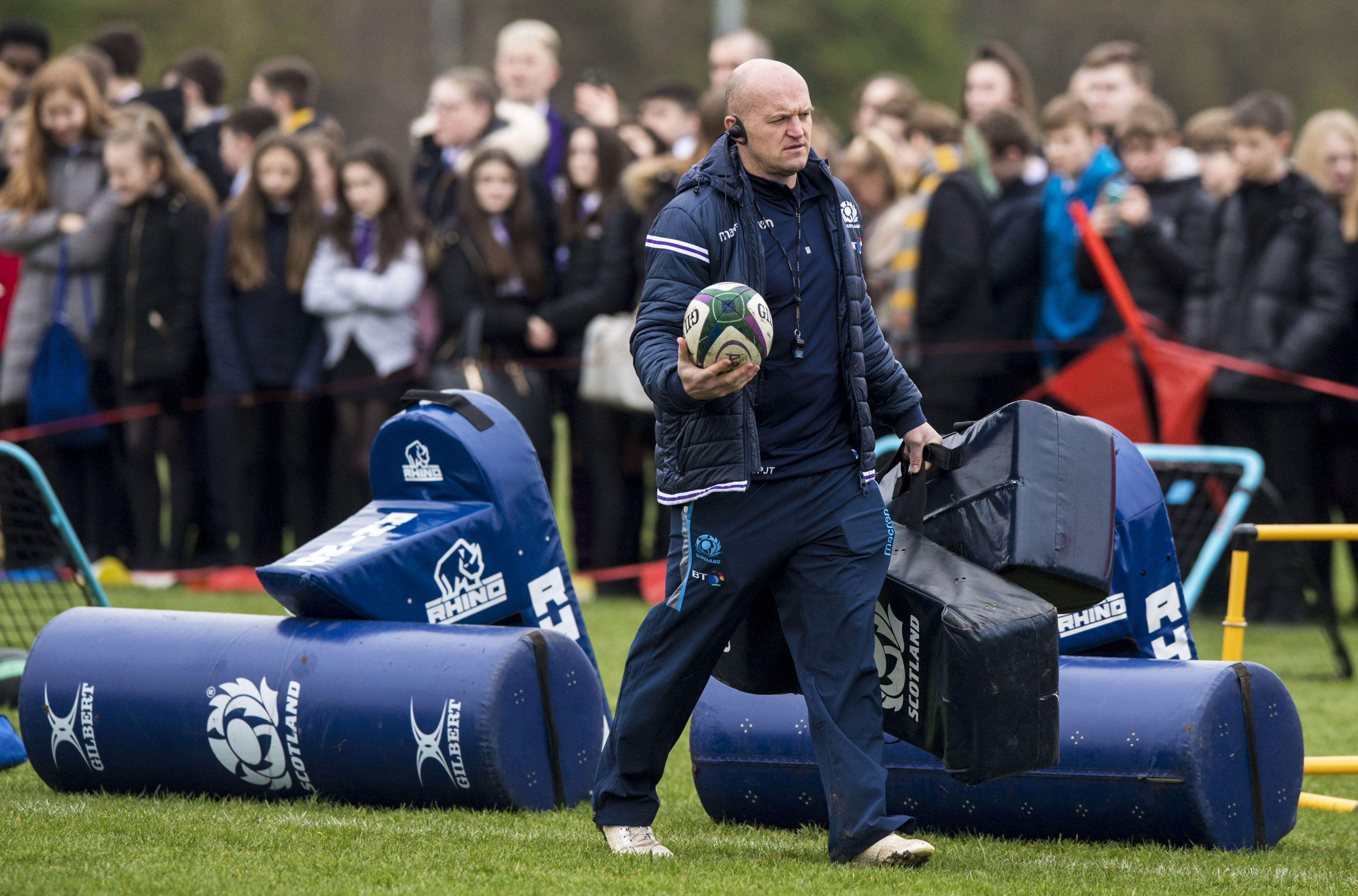 Scotland head coach Gregor Townsend at yesterday's public session at Wallace High in Stirling.