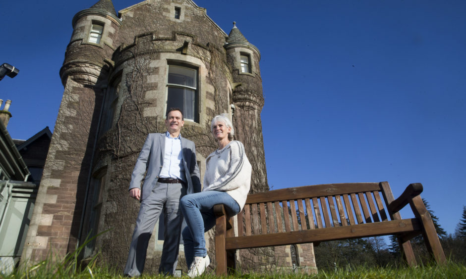 Blane Dodds, Tennis Scotland Chief Executive and Judy Murray outside Cromlix House, Dunblane, bought by her Wimbledon champion son Andy Murray. Tennis Scotland and Judy Murray joined forces to call for support from the LTA and Scottish Government after agreeing that the work to provide a lasting legacy for Andy and Jamie Murray is now “time critical”.