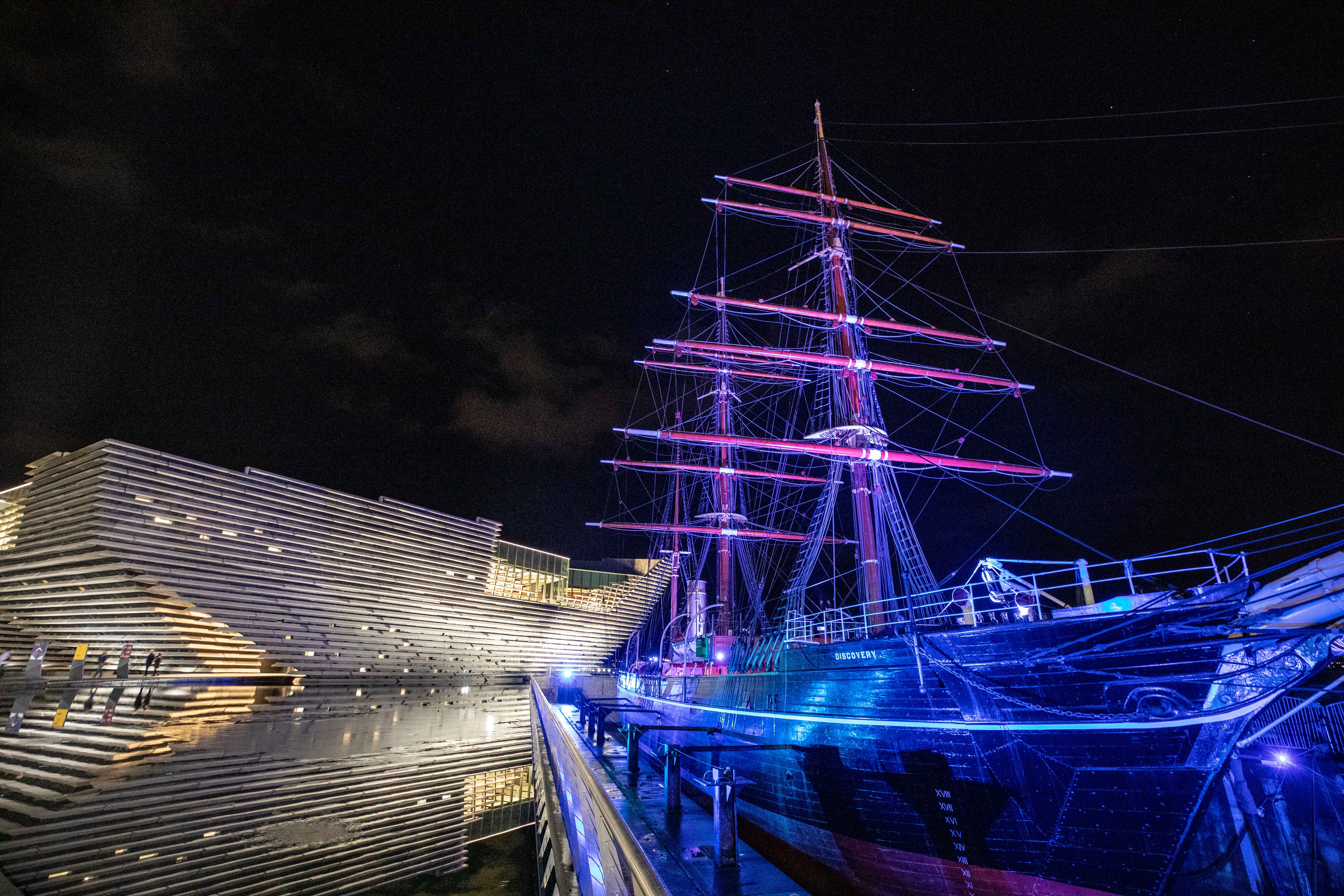 Courier News - Dundee - Communications Dept  - Night in the Museum - CR0005908 - Dundee - Picture Shows: External pics of V&A Museum and the Ship Discovery as DC Thomson staff enjoy a special Night in the Museum at the V & A in Dundee - Wednesday 6th February 2019 - Steve Brown / DCT Media
