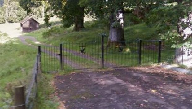 The stolen gates at Strowan Woodland Cemetery