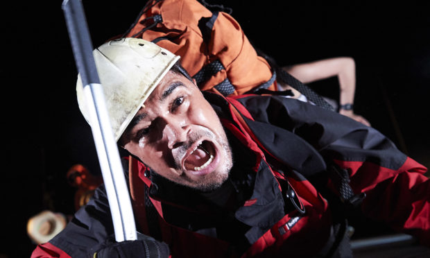 Josh Williams as Joe Simpson in Touching The Void.  Photo: Geraint Lewis