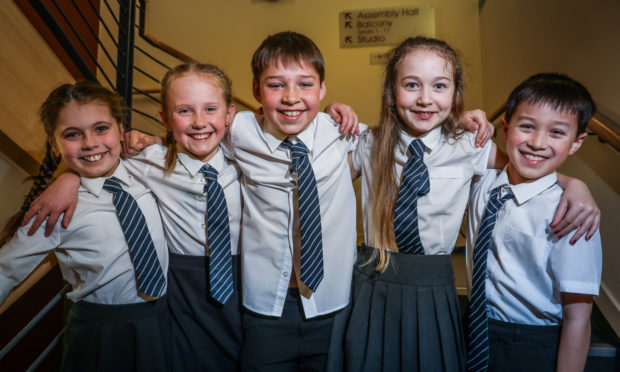 The pupils from Inverbrothock Primary School choir: L to r, Alanna Miller, Lara Jane Beattie, Max Cooper, Bailey Parcell and Elliot Lo.