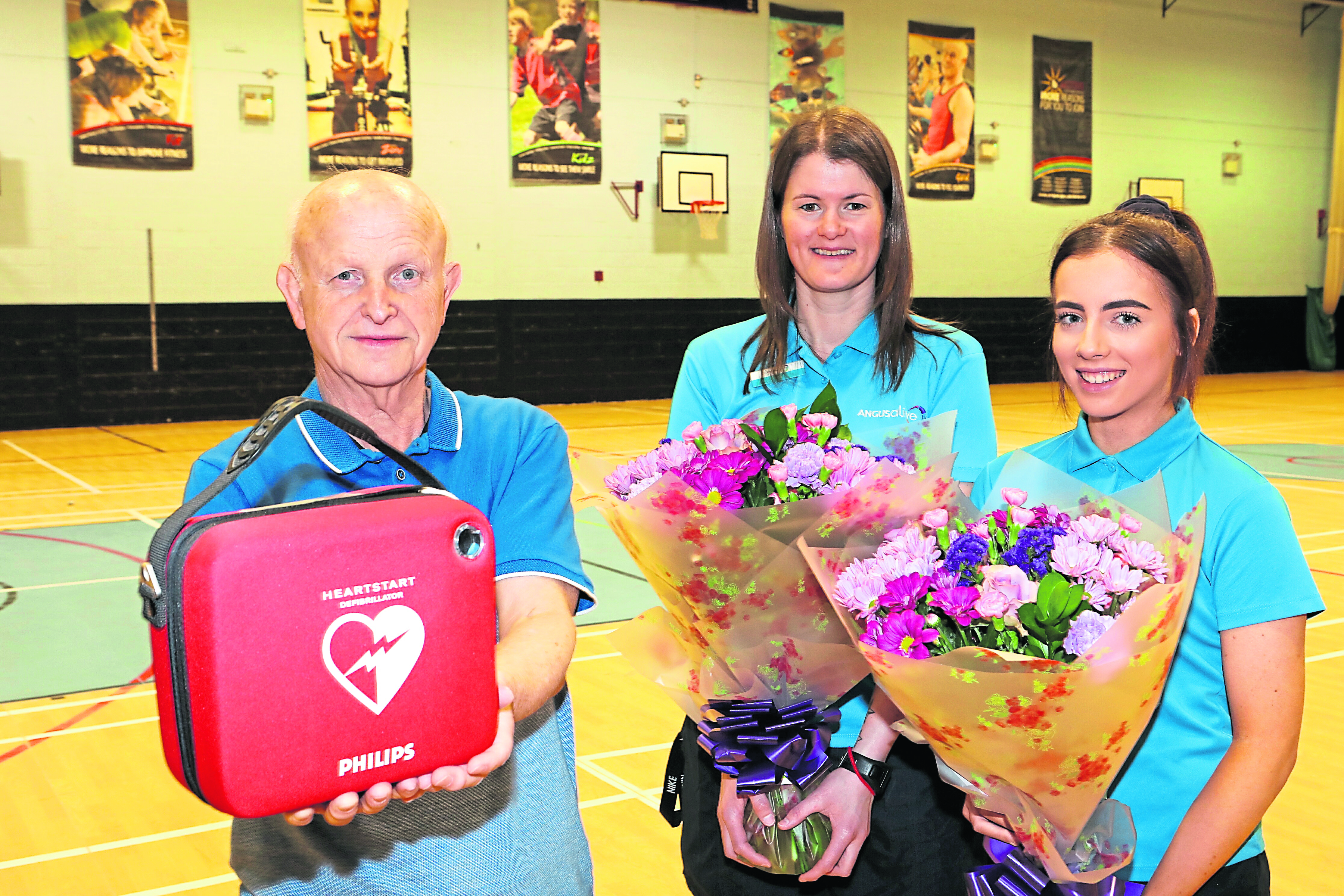 David thanks duty manager Lisa Lawrence (34) and leisure attendant Rebecca Hutchison (18)