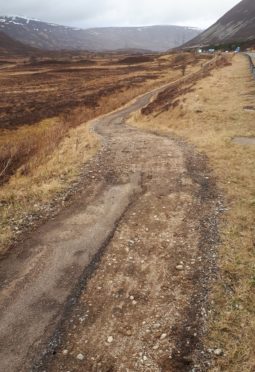 The cycle path at Dalnaspidal has been torn up by ATVs