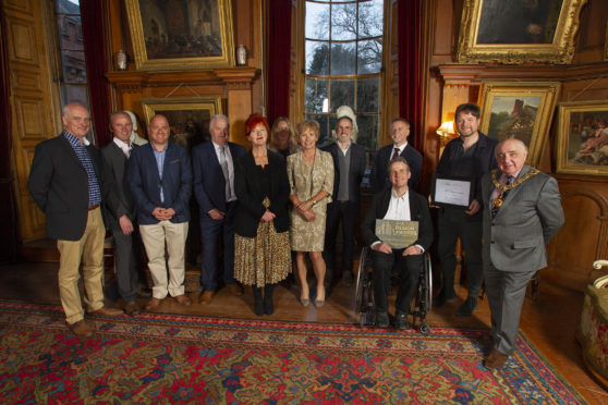 Finalists and judges in the competition with Angus Provost Ronnie Proctor (front right)